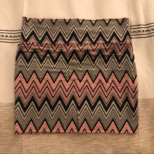 Cotton Geometric Fold-over Mini Skirt